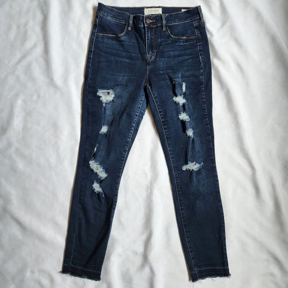 PACSUN Ankle Jegging Blue Distressed Jean Women (27)